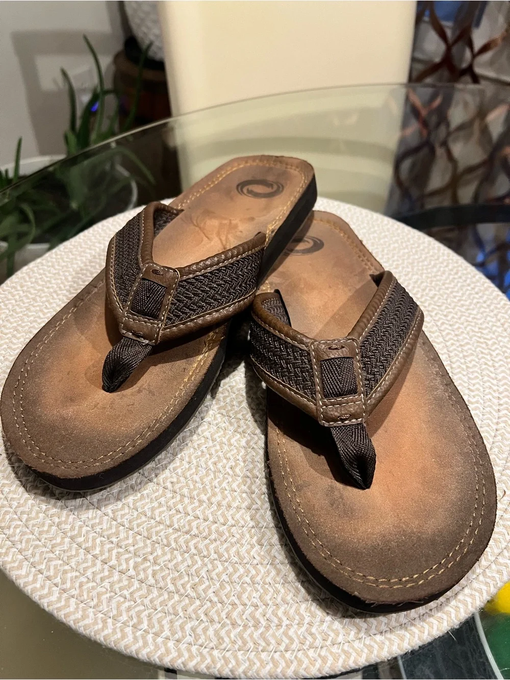 Set of 2 Men's Black and Brown Dual-Tone Flip-Flop Sandals